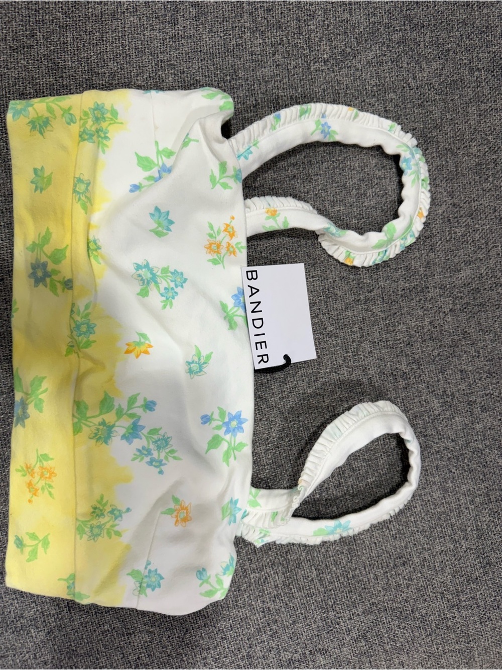 Bandier Yellow & White Floral Cropped Tank Top